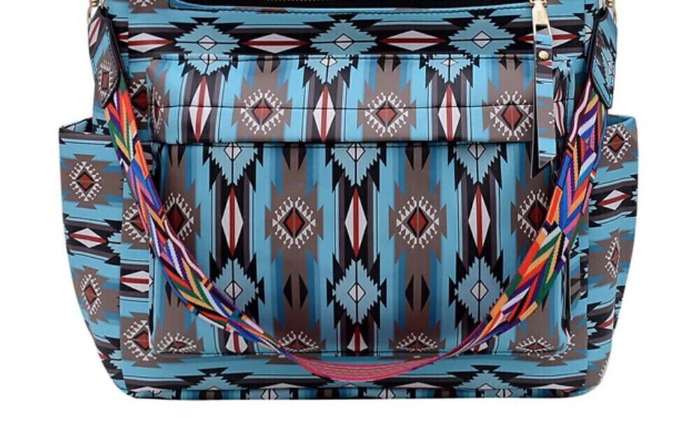 Aztec Print Backpack In Blue - Picture 2 of 3